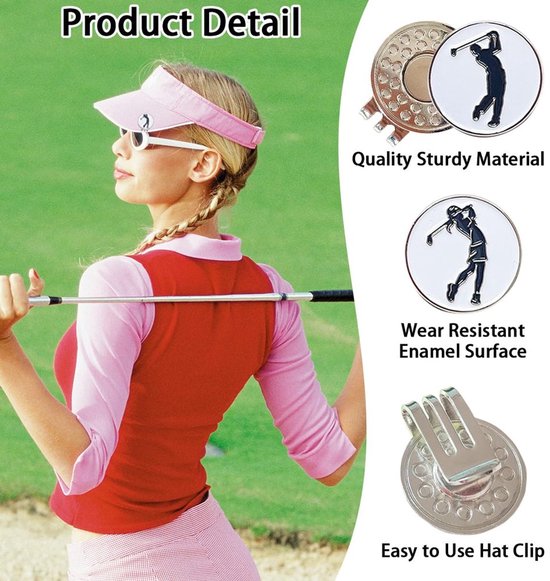 Set van 8 Golfbal Markers met Magnetische Hoedclips — afbeelding 4