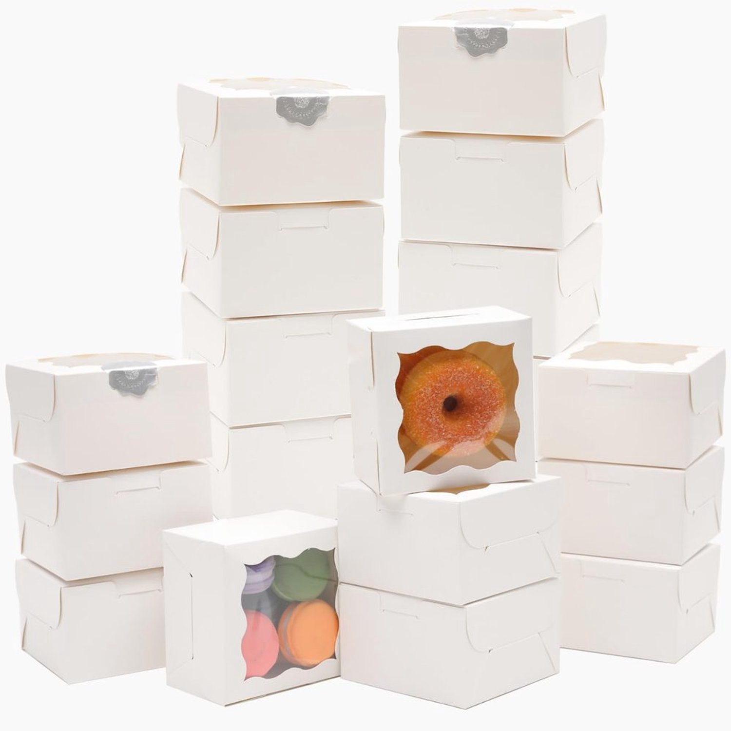 Mini Dozen Doosjes voor Cookies en Macarons - 60 Stuks - Wit