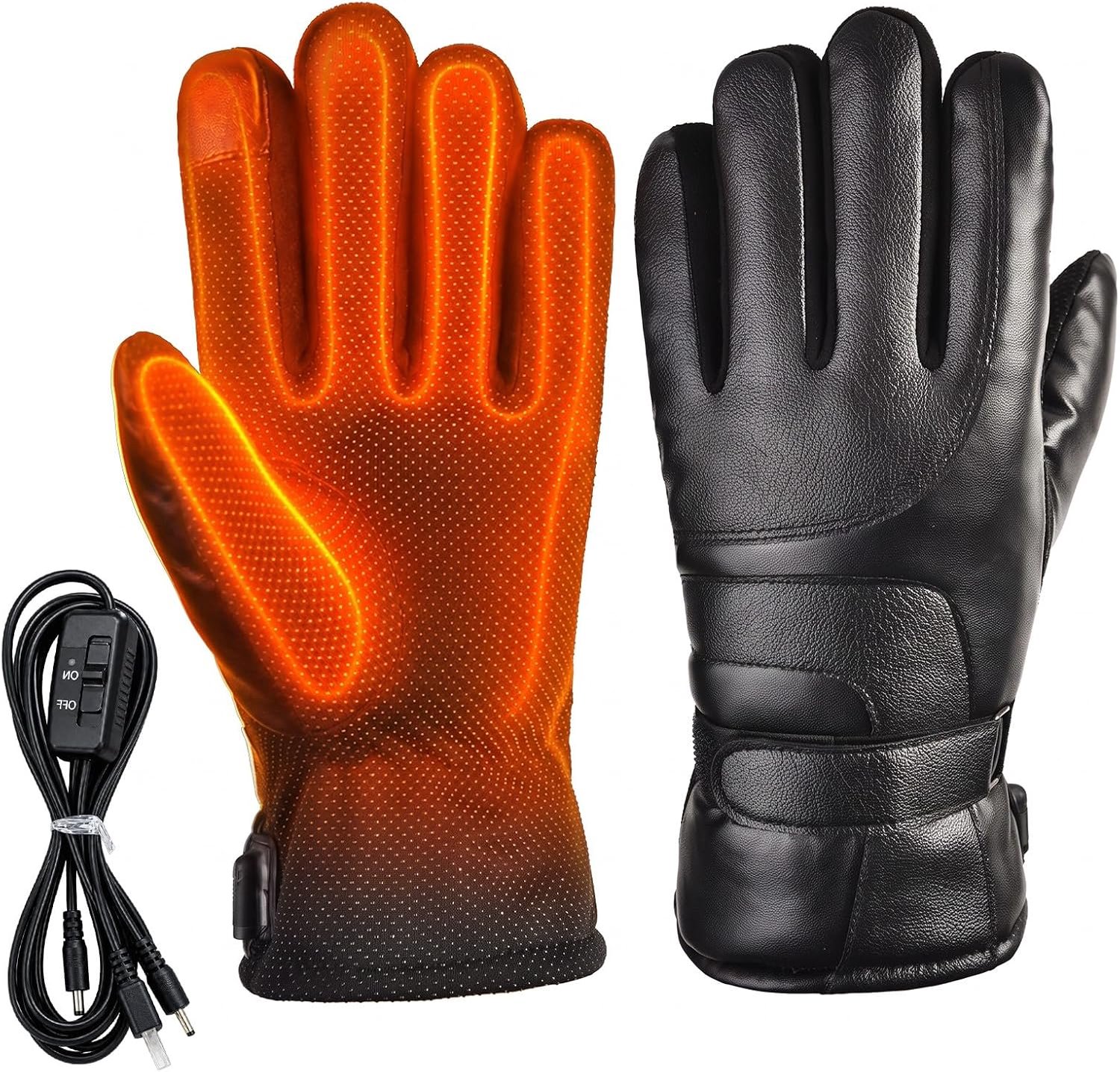 Verwarmde handschoenen –Handschoenen winter- Wind en waterdicht- inclusief verwarming Geschikt voor motorrijden fietsen en skiën Zwart