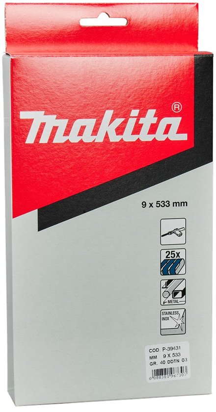 Makita doos met 25 schuurbanden van 9 x 533 mm voor metaal en roestvrij staal, korrel 40.