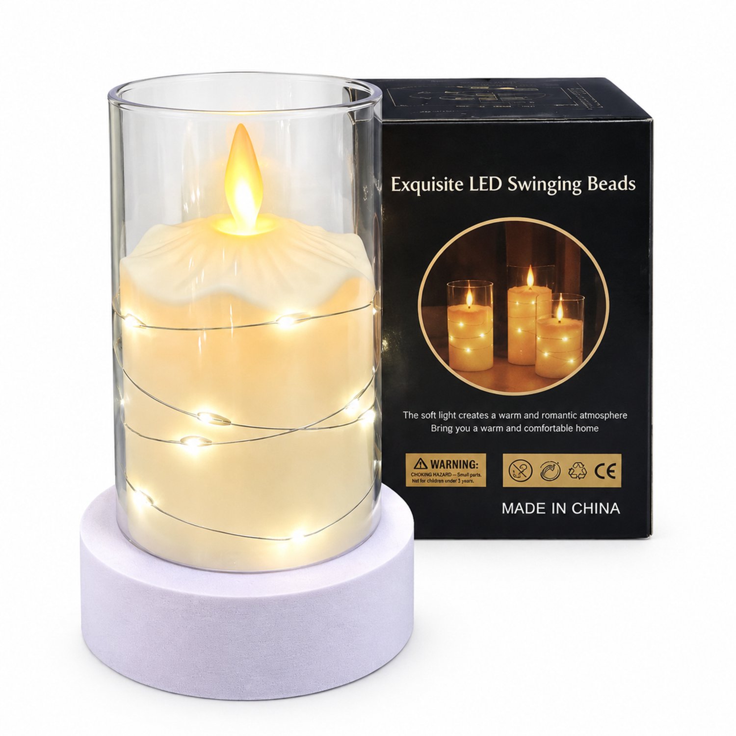 led kaarsen met bewegende vlam - 7,5 x 12,5 cm, kunststof decoratie, warm licht, zonder batterijen