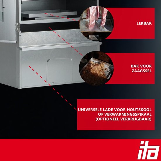 Elektrische Rookoven 7000 - Premium Rookkast met Elektrische Verwarming - Gelegeerd Staal, met Kijkvenster & Thermometer - Kwaliteit Gemaakt in EU Direct van de Fabrikant - Smoker — afbeelding 4