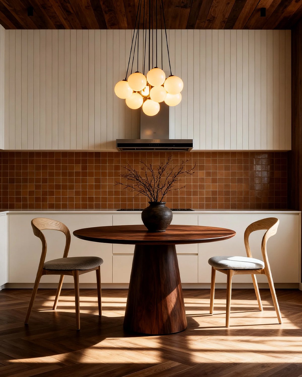 STILVORA Eetkamerstoel Set Van 2 51,5 x 53 x 80,5 cm - Gebogen Rugleuning En Zachte Zitting - Voor Eetkamer - Hout Naturel En Gebroken Wit