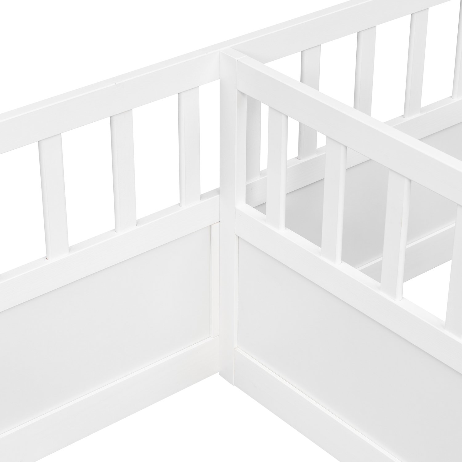 REDOM Dubbel bodembed voor 2 x 90x200 cm matrassen - Hoge veiligheidshekken en open instap - Wit