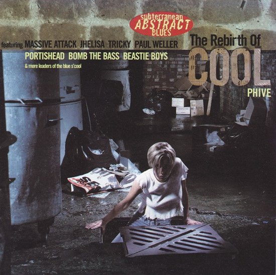 Cd-hoes van The Rebirth Of Cool Phive met een vrouw in wit T-shirt bij een rioolrooster in een donkere steeg.