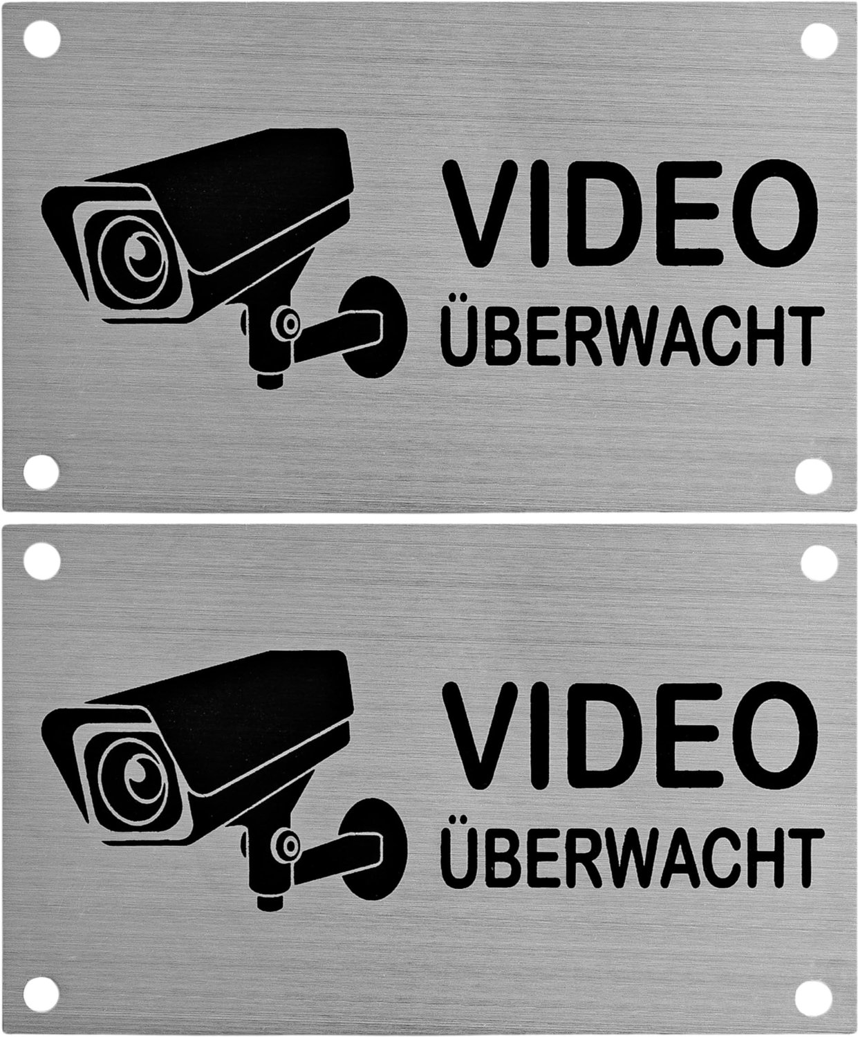 Waarschuwingsbord Set van 2 - Video Surveillance - 10 x 6 cm - Aluminium