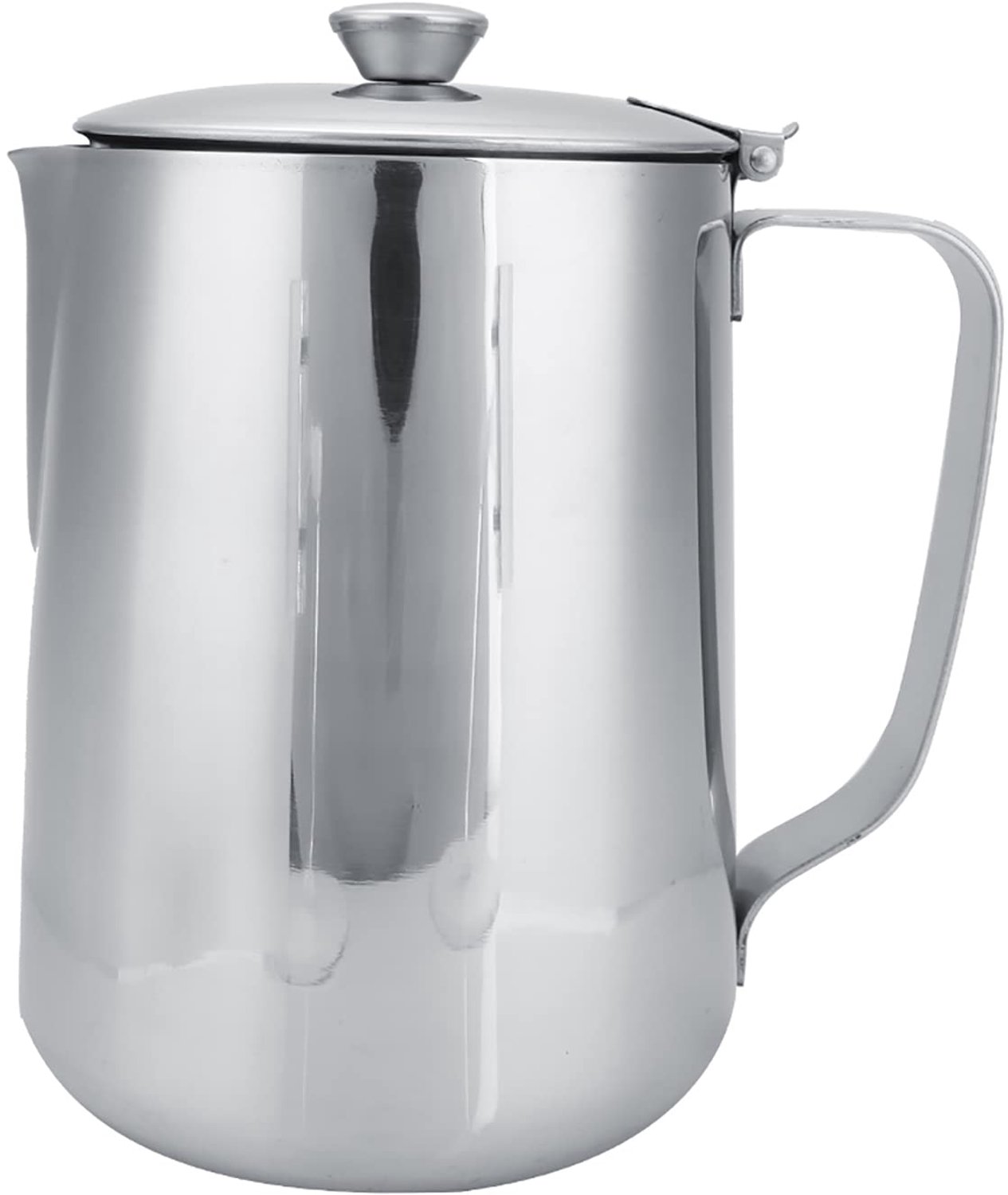 Opschuimkan - Roestvrijstalen Melkopschuimer - Druppelloze Tuit - 2000ml - Koffiekop - Voor Latte Art - Inclusief Deksel