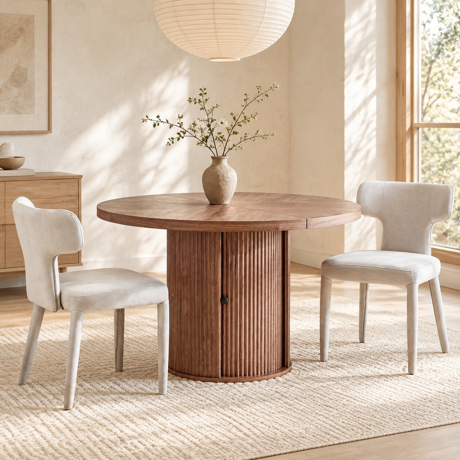 MODFU Eetkamerstoelen Set Van 2 - T-Vormige Rugleuning - Stof - Lichtgrijs