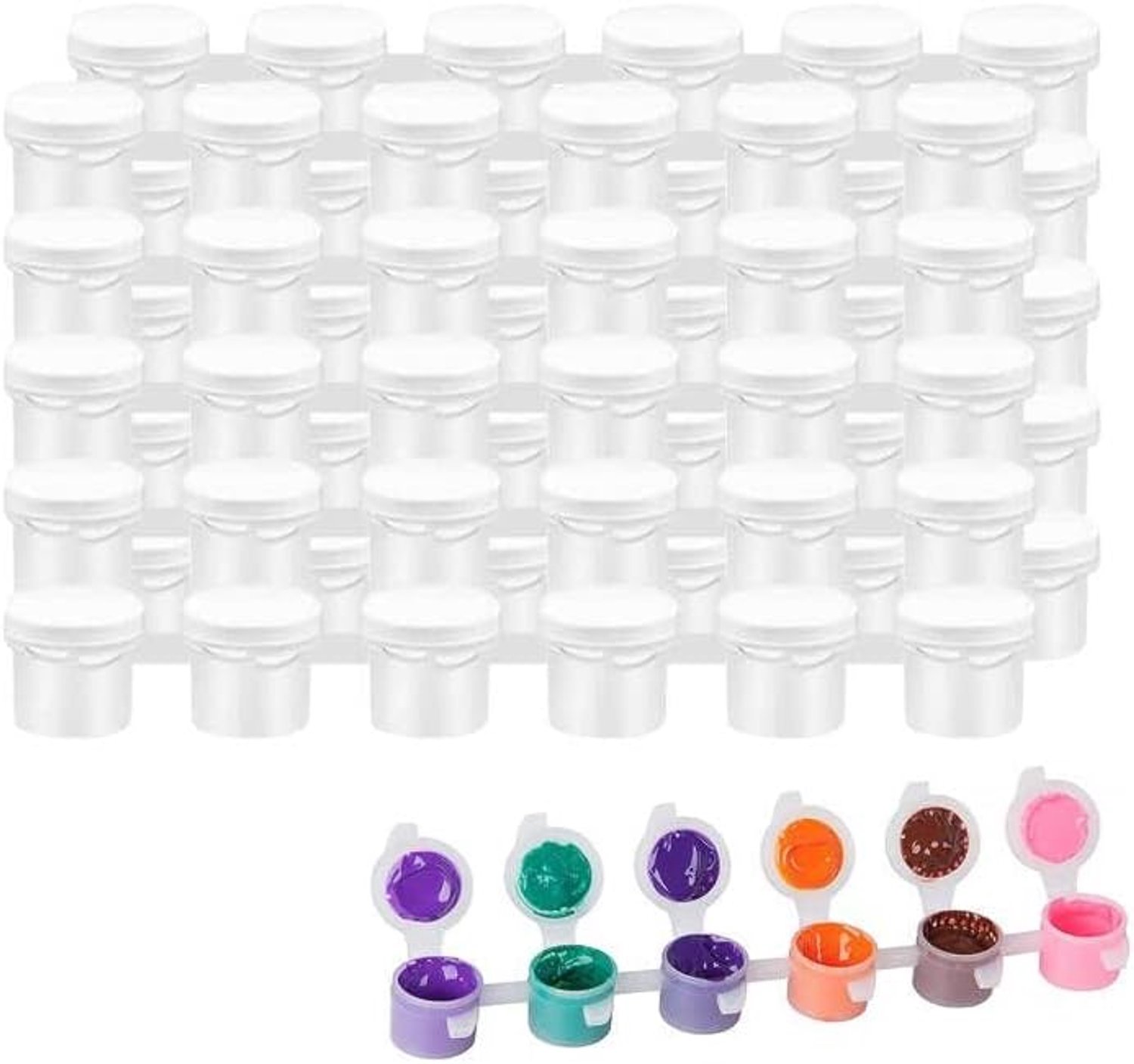 SnelShoppen - Lege Mini Kleurstrips en Verfpotten - Transparante Kunststof Verfbekers met Deksel 3 ml - 10 Stuks (60 Potten) voor Creatieve Klussen, S