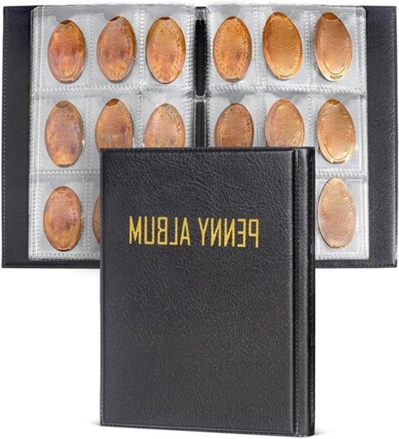 Muntenalbum - Penny Houder - Munten Verzamelen - 108 Vakken - 10.7 x 15.5 cm - Zwart
