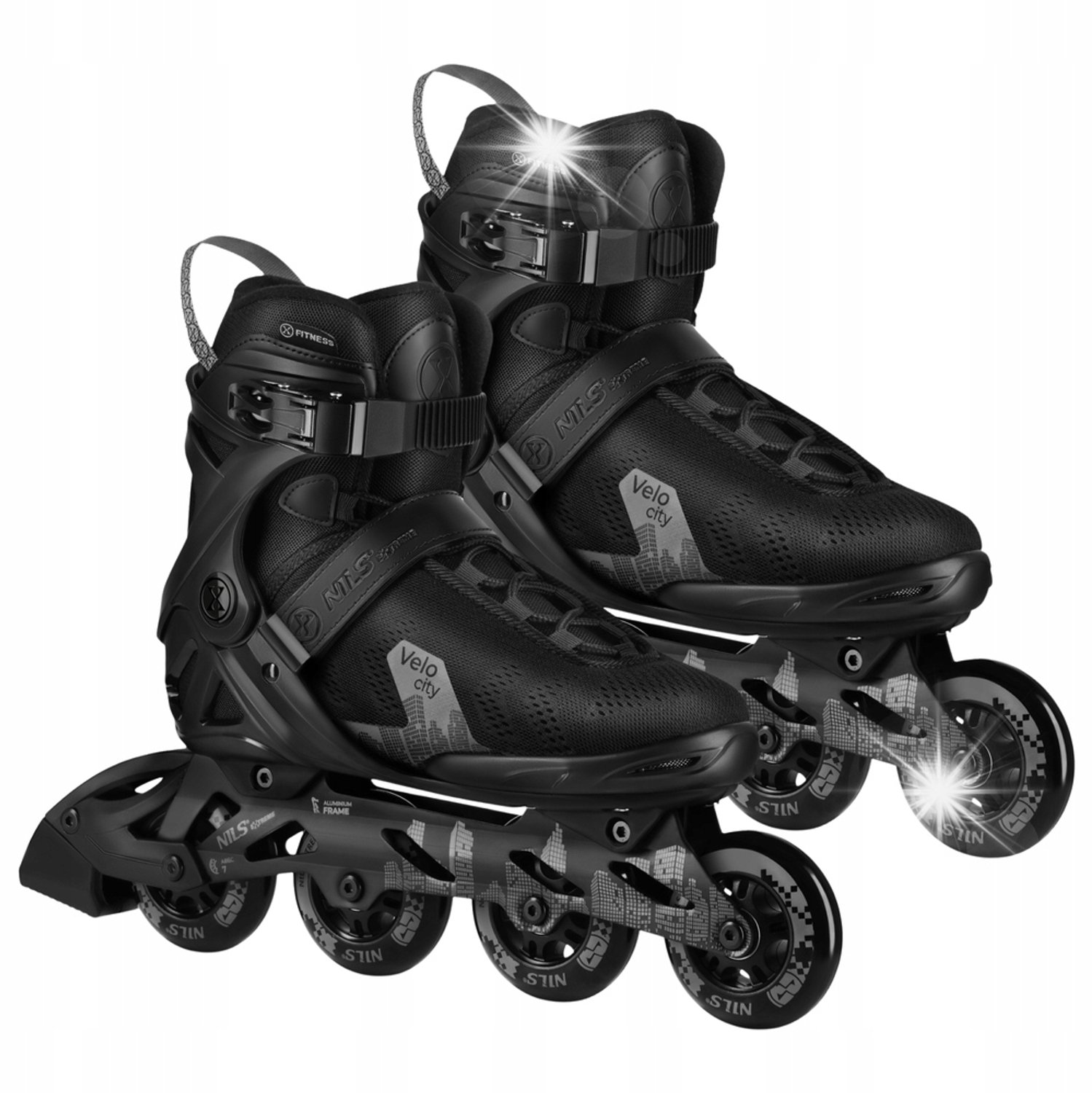 Merkloze zwarte recreatieve rolschaatsen met ABEC7 lagers