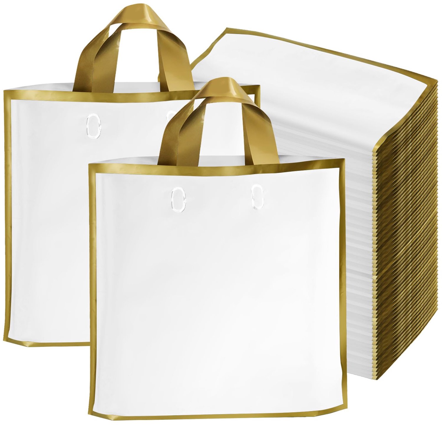 Cadeautassen 50 stuks - 40 x 35 x 10 cm - Wit Extra Dikke Plastic - Perfect voor Feestjes - Luxento