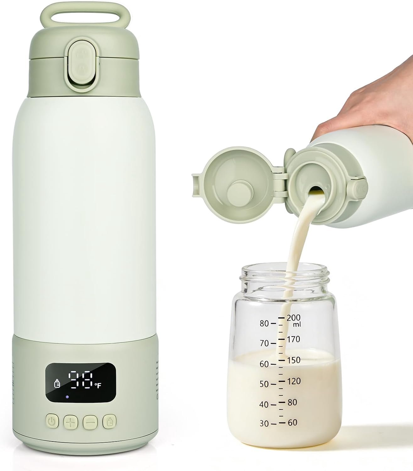 Flessenwarmer voor baby's, onderweg, 11,2 x 11,2 x 28,5 cm, bonengroen, 965 g - ShopVlot