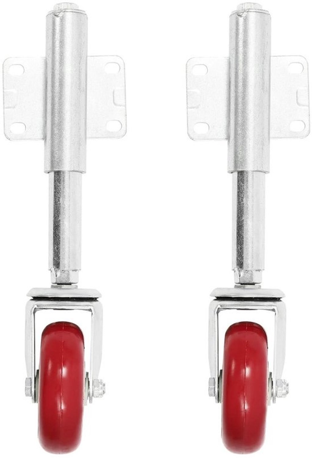 Veerbelaste Deurwielen - Poortrollen Zwenkwielen - Poorten Openen Sluiten - 360 Graden Draaibaar - 100 mm - Zilver Rood