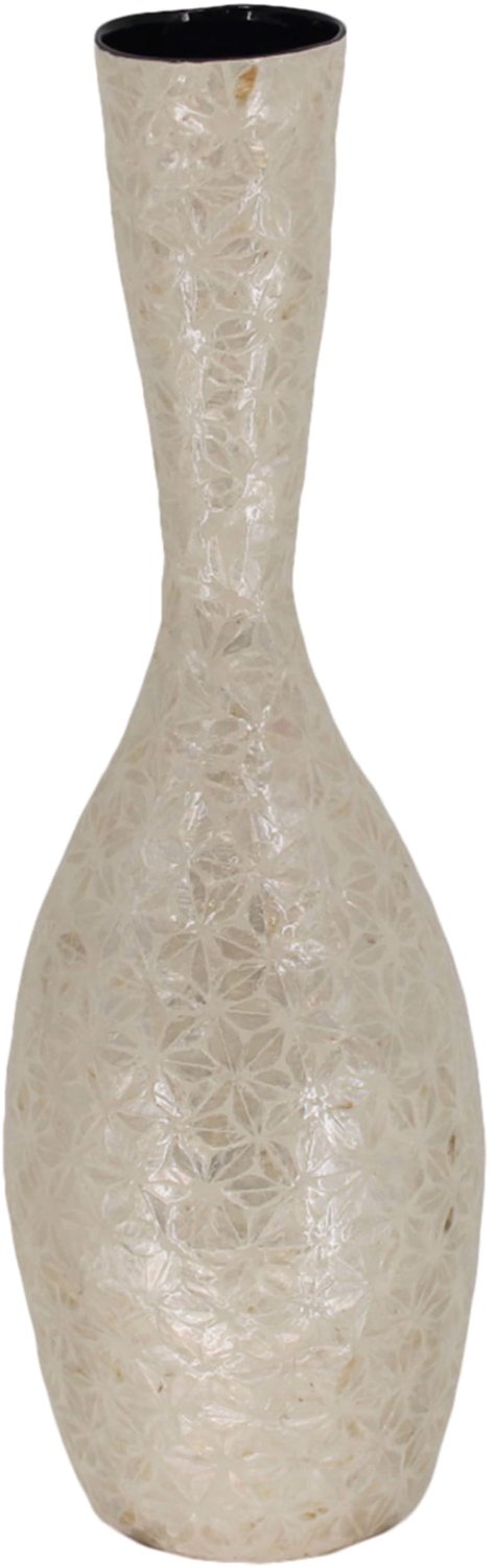 Youna Label Grote Hoge Vaas - Capiz & Bamboe - Wit - 68 cm Beige