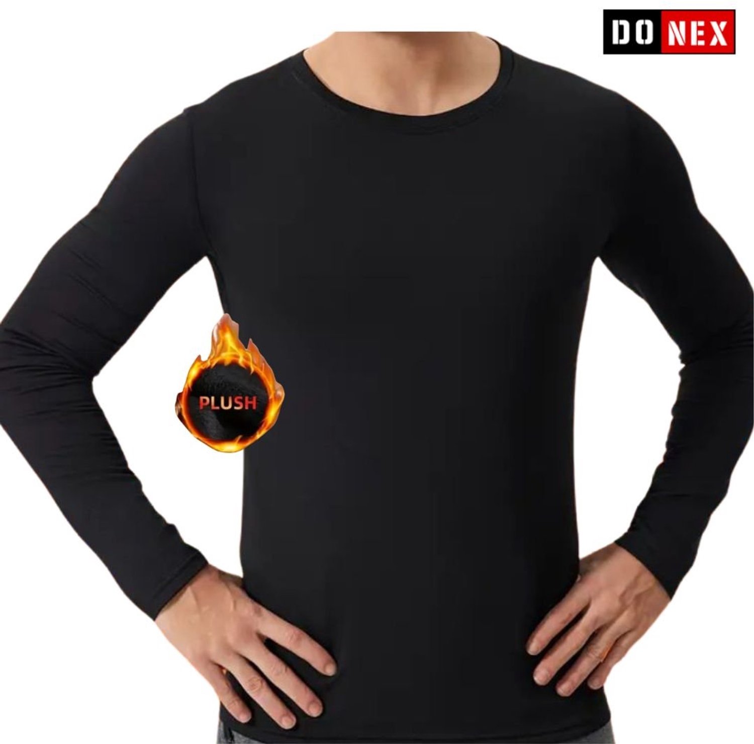 DONEX® Thermo T-shirt Lange Mouwen – Zwart - Maat M/L