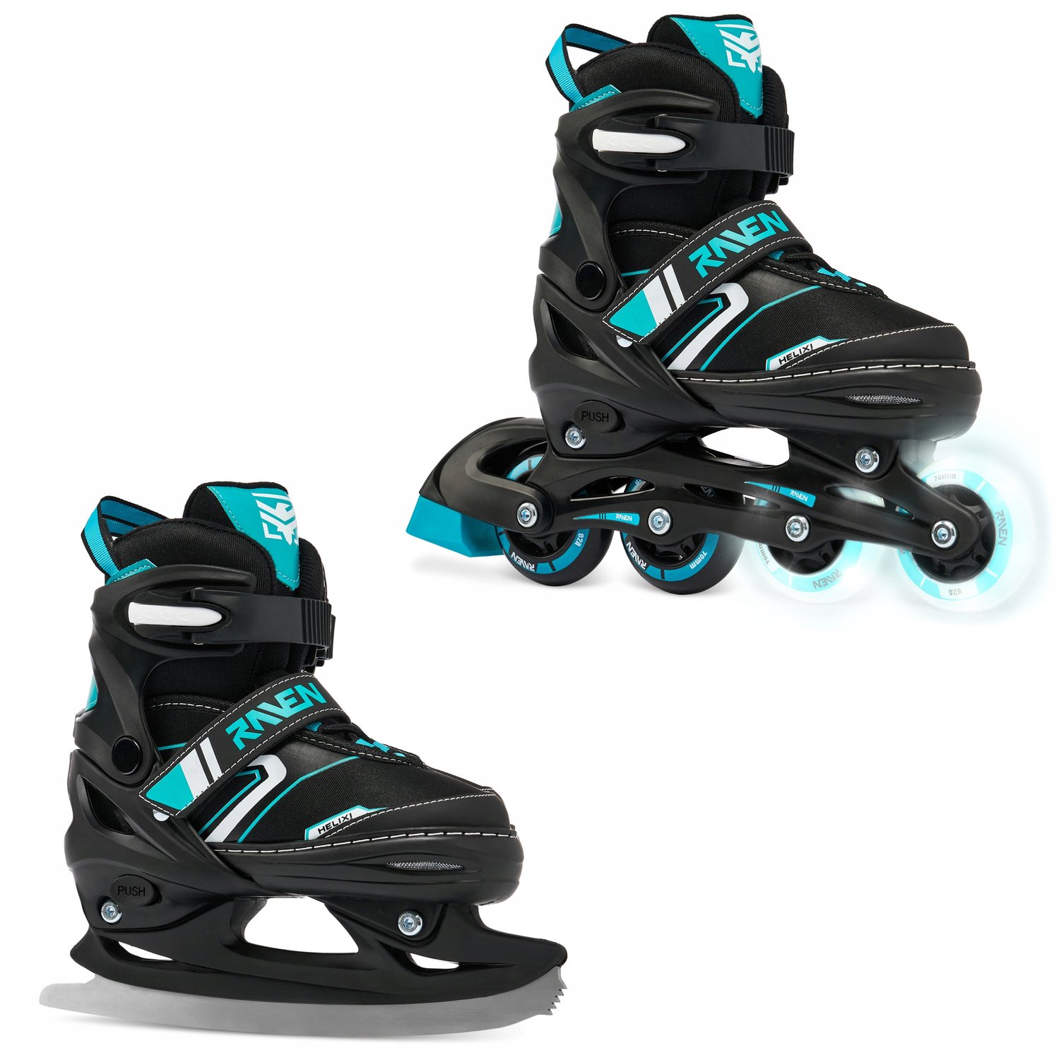 RAVEN Helixi 2-in-1 schaats-skates, maat 34-37, LED wielen