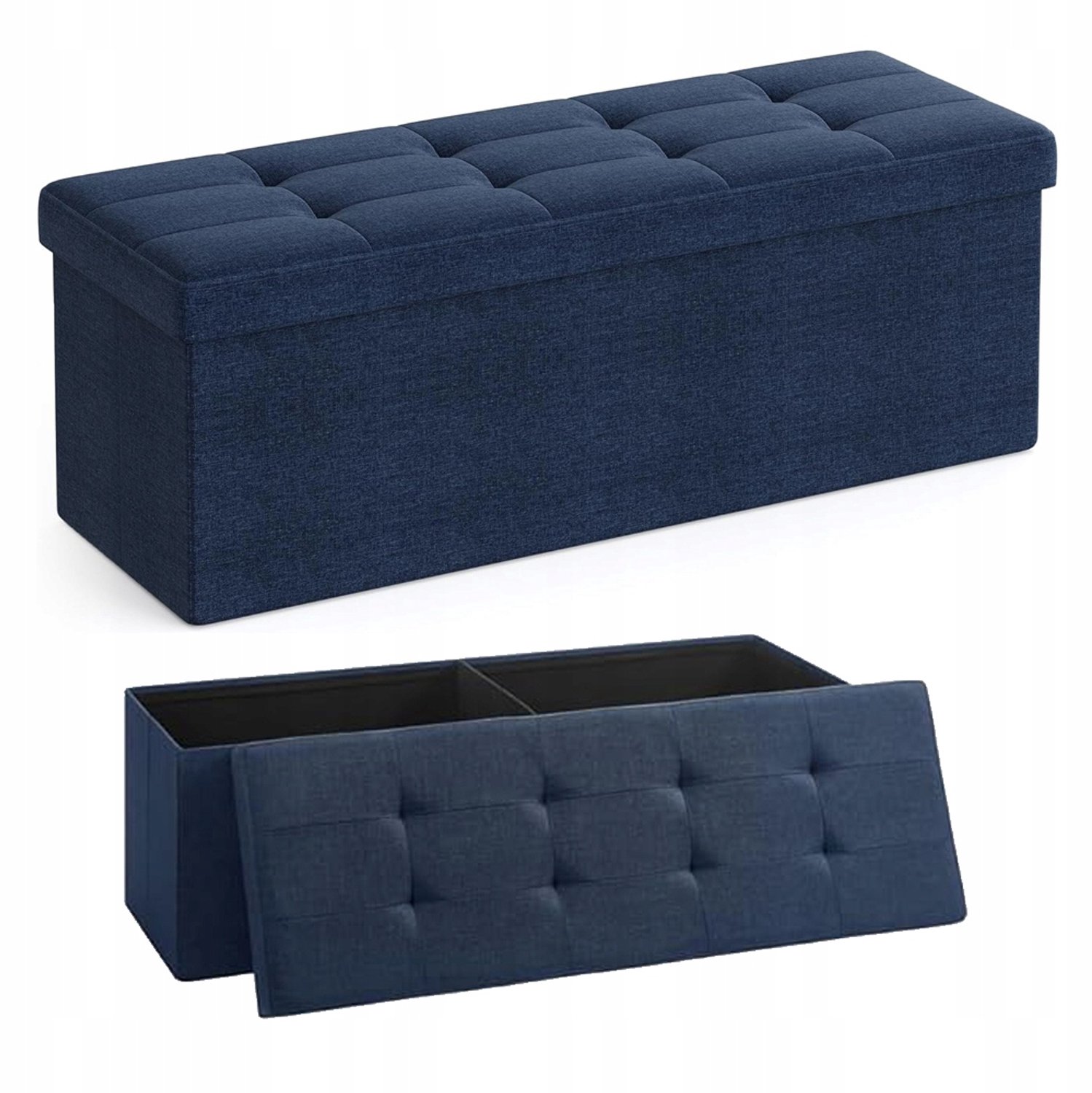 Songmics Puf met Opbergruimte - 110x38x38 cm - Navy Blauw - 120L