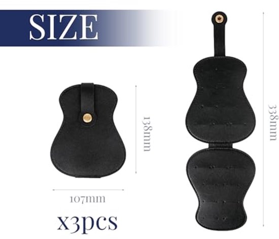 Set van 3 Universele Lederen Plectrum Houders voor Muzikanten — afbeelding 3