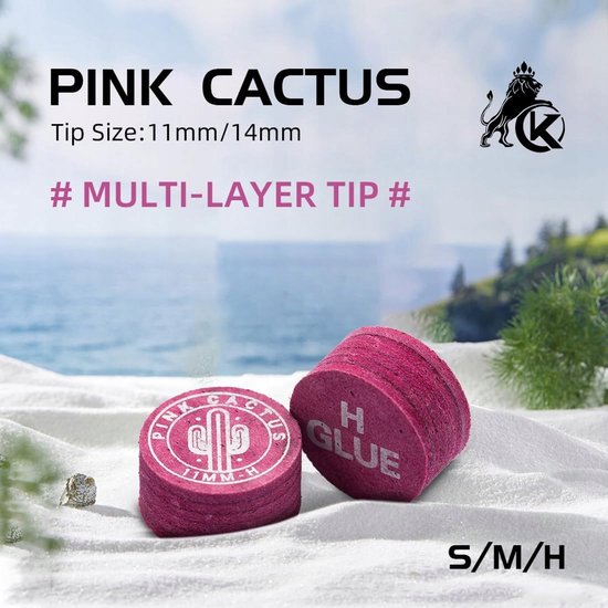 Roze Biljartkeu Tip 11/14mm Varkensleer S/M/H — afbeelding 4