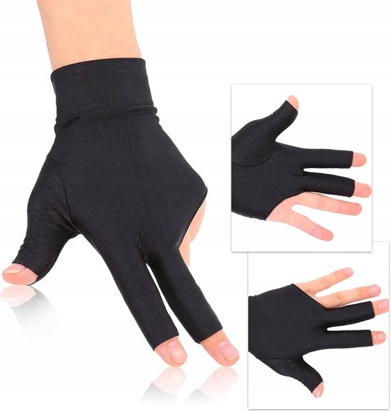 Biljart Handschoen 3 Vingers Links Elastisch Professioneel — afbeelding 4
