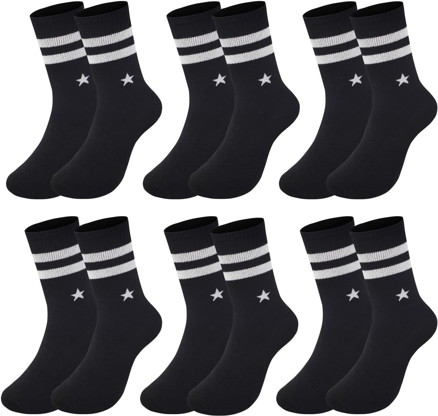 12 Paar Sneakersokken - Zwart - 43-46 - Ademend Katoen - Voor Dames en Heren