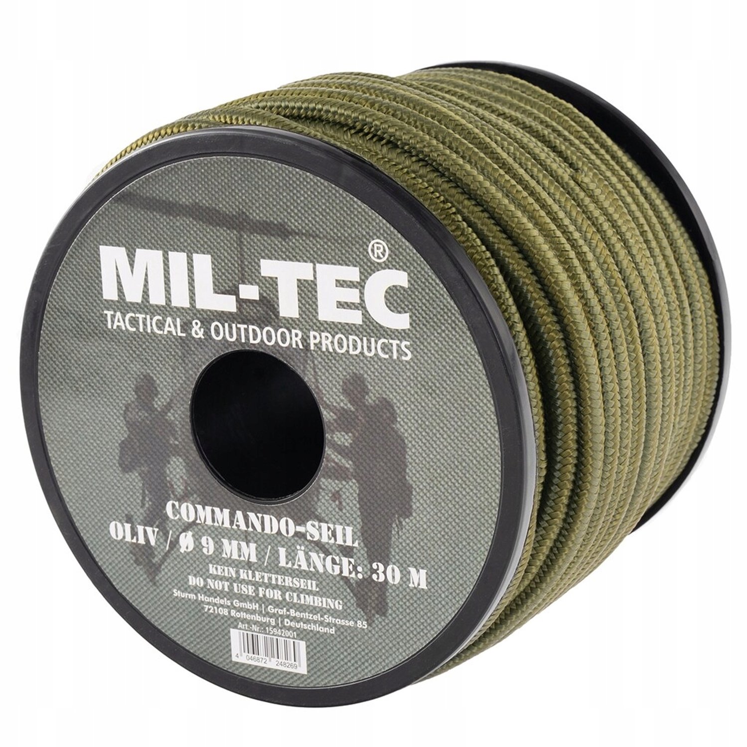 Mil-Tec Commando Touw 30m x 9mm - Olijfgroen