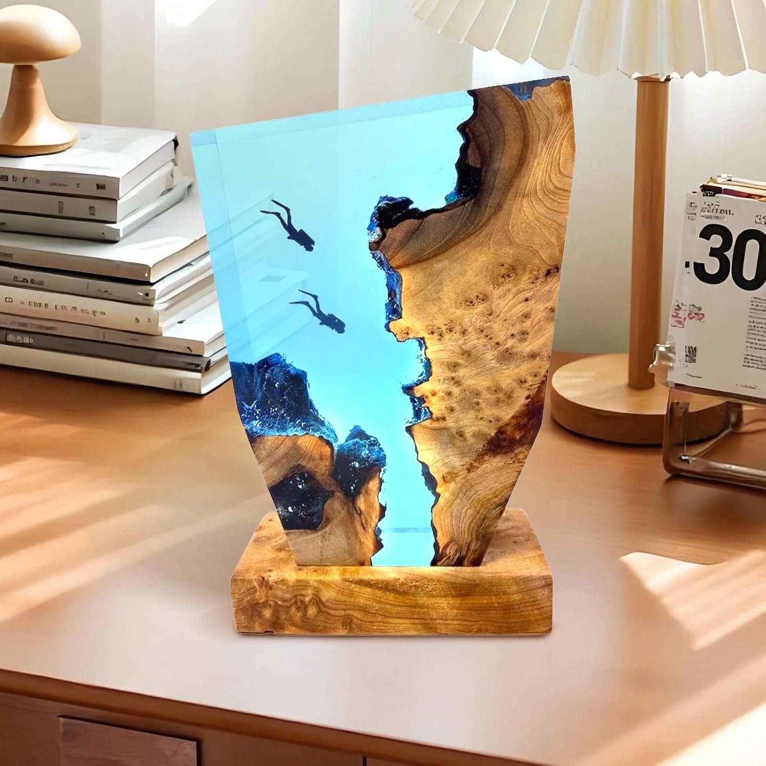 3D-oceaanharslamp - handgemaakt - zeemotief - sfeervolle verlichting voor huis en kantoor - ShopVlot