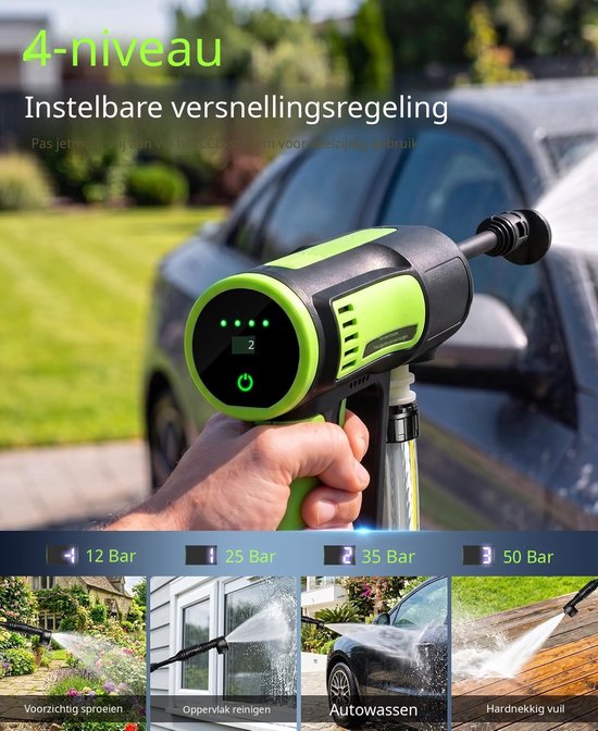 QEVA Hogedrukreiniger Auto - Hogedrukreiniger - Autostoomreiniger - Groen - 10cm x 10cm x 12cm — afbeelding 5