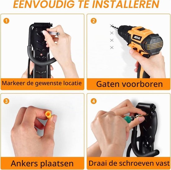 Set van 2 Fietshaken voor Muur - Stevige Fietsstandaard voor Garage en Binnengebruik - Ideaal voor Fietsopslag en Organisatie — afbeelding 2