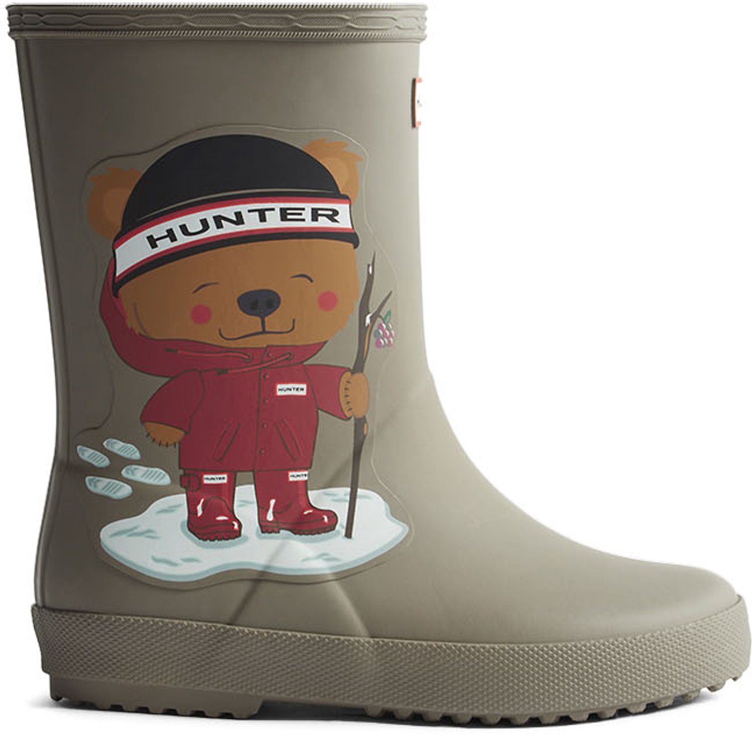 First Bear Print Insulated Kinder Regenlaarzen Rubber Grijs Waterdicht