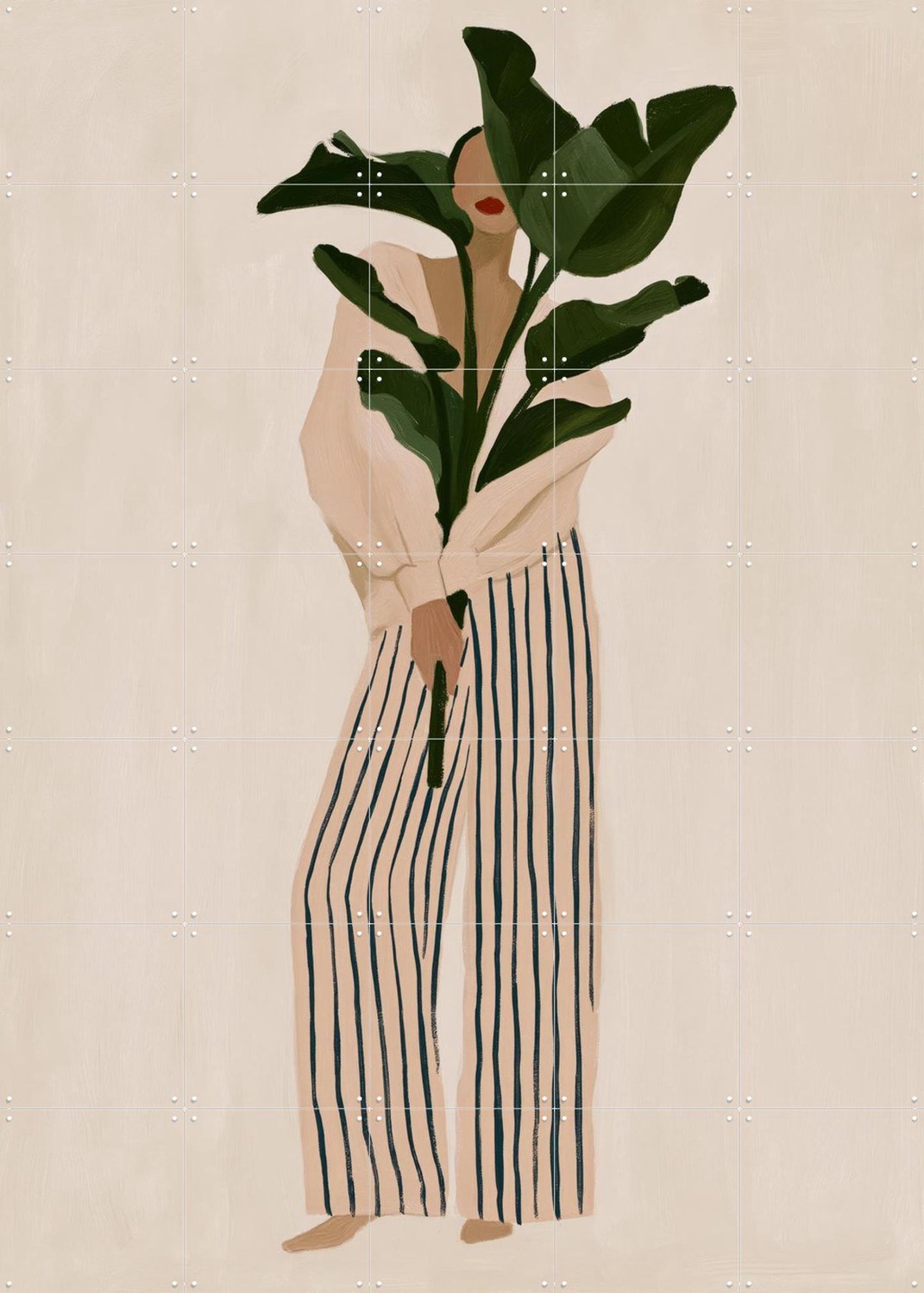 IXXI Behind The Greens, Atelier Pommeline - 100 x 140 cm - Gratis ophangtool - Grote wanddecoratie en posters - Illustraties, Minimalisme, Modern