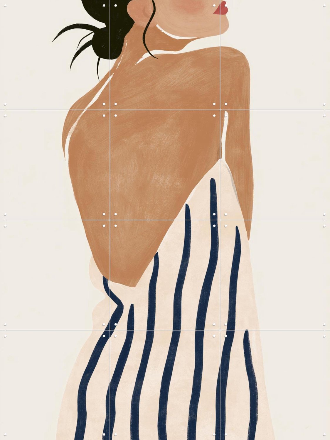 IXXI Sunday Stripes, Atelier Pommeline - 60 x 80 cm - Grote wanddecoratie en posters - Minimalisme, Illustraties, Modern, Slaapkamer, Woonkamer, Mode Beige / Bruin