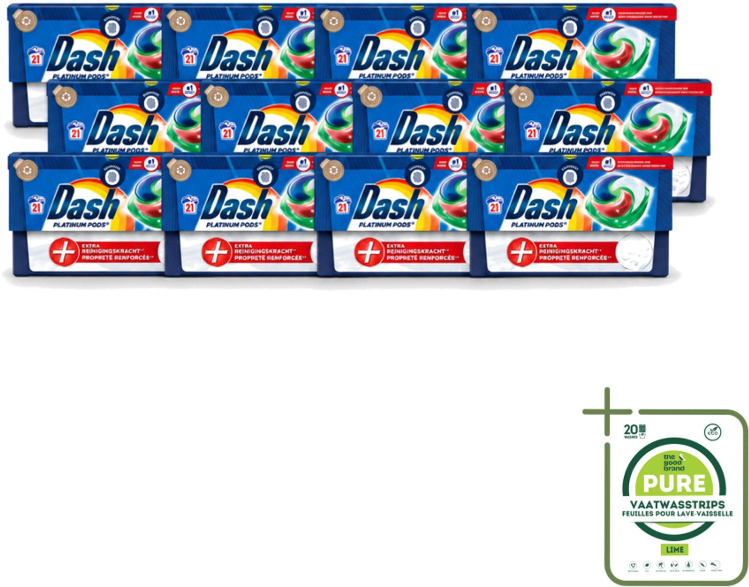 12 x Dash Platinum - Wasmiddel Capsules - Witte en Gekleurde Was - 21 Wasbeurten - Grootverpakking - Vaatwasstrips - Wasmiddel - Wascapsules - Vlekverwijdering - Wasbeurt - Wasmachine