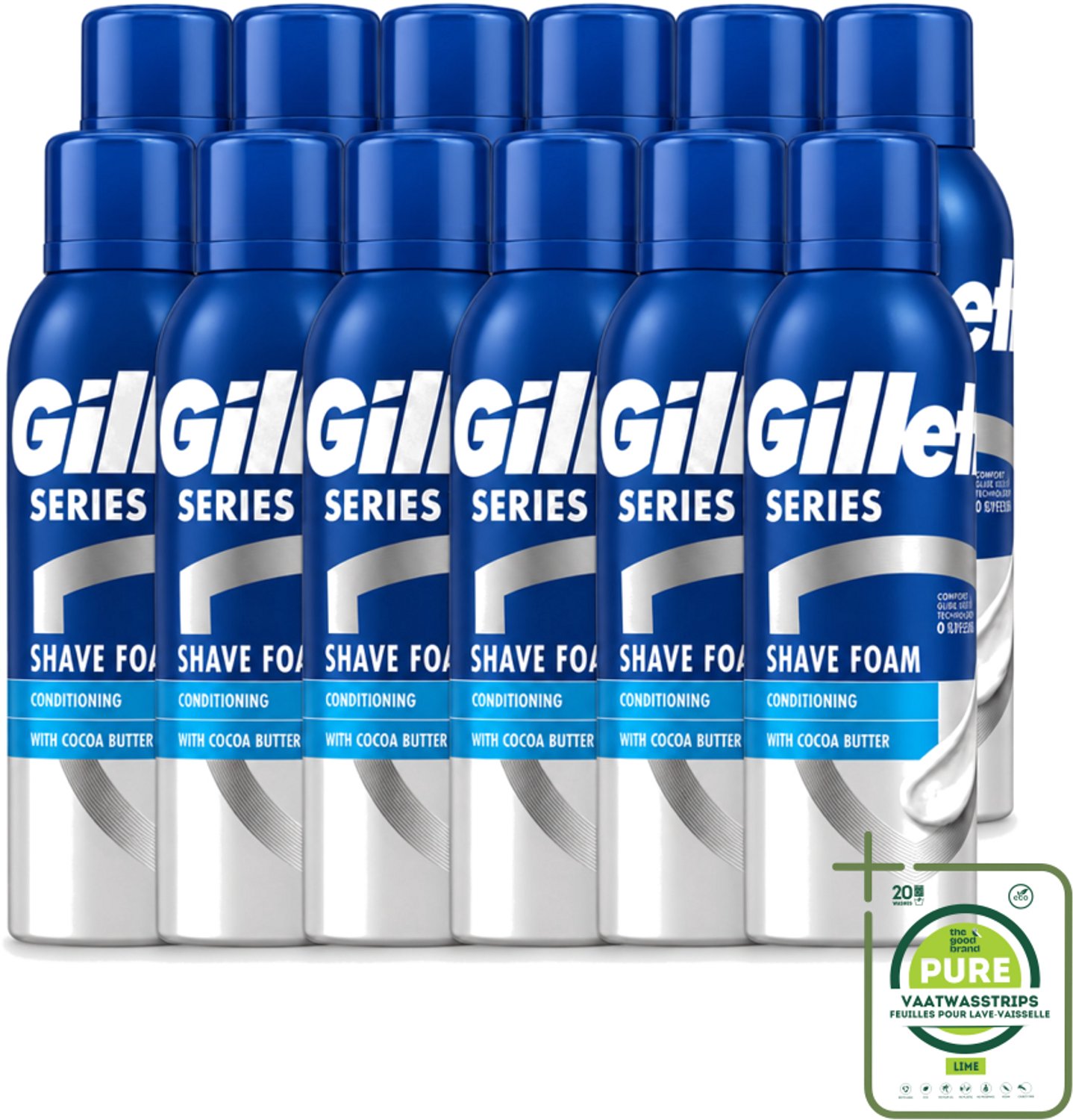 12 x Gillette - Series - Scheerschuim - Met Cacaoboter - 250 ml - Grootverpakking - Scheerbeurt - Scheerschuim - Beschermende Scheerbeurt - Zijdezachte Scheerbeurt - Schuren Voorkomen