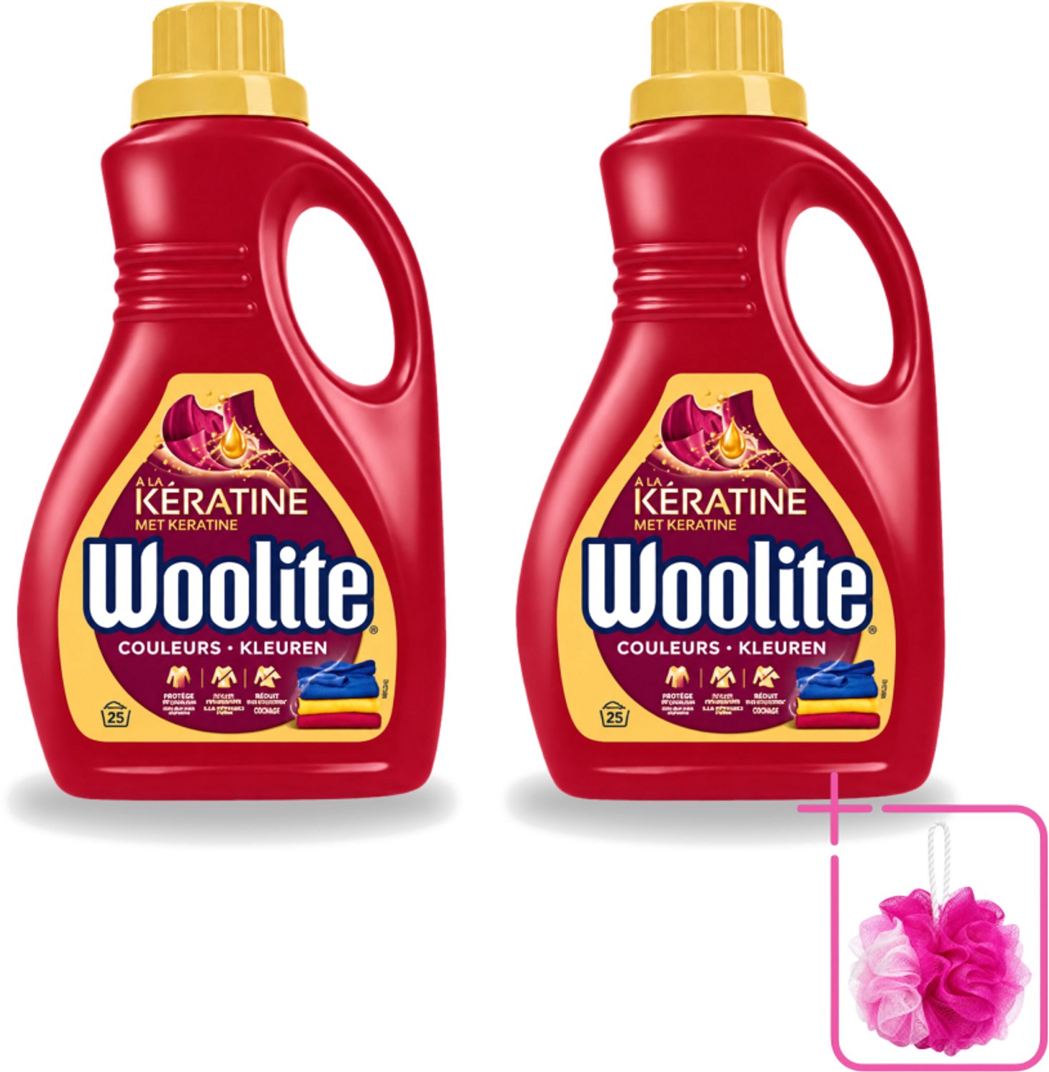 2 x Woolite Color - Vloeibaar Wasmiddel - Met Keratine - Gekleurde Was - 25 Wasbeurten - 1,5L - Bulkverpakking - Gekleurde was - Douchemop - Keratine wasmiddel