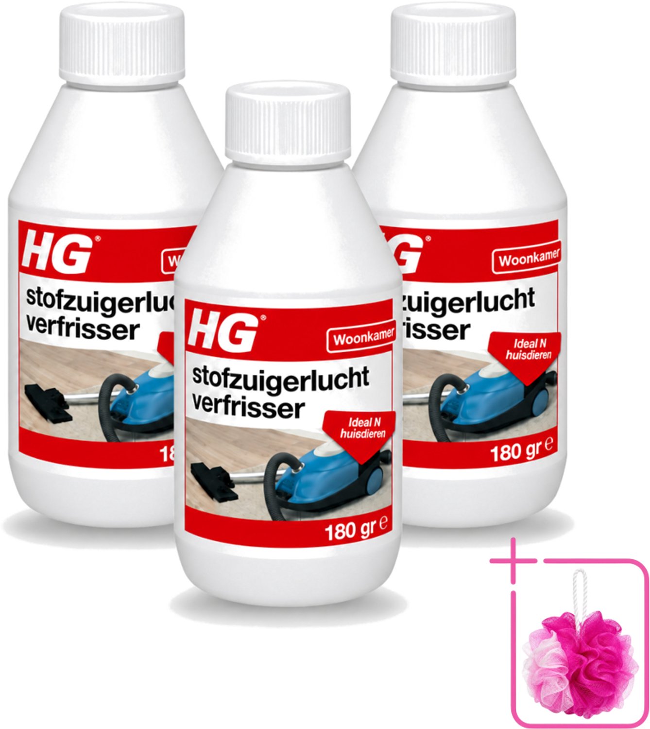 3 x HG - Stofzuigerlucht Verfrisser - Frisse Geur tijdens Stofzuigen - 180 g - Bulkverpakking - Stofzuiger geur - Douchemop - Stofzuiger lucht verfrisser
