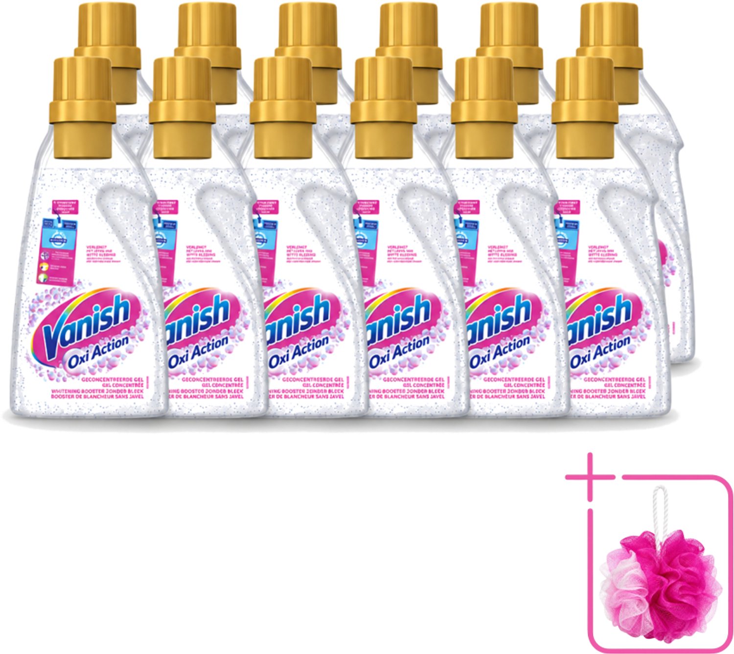 12 x Vanish Oxi Action - Vlekkenverwijderaar Gel - Witte Was - 1.5 L - Bulkverpakking - Wit was - Douchemop - Vlekverwijderaar