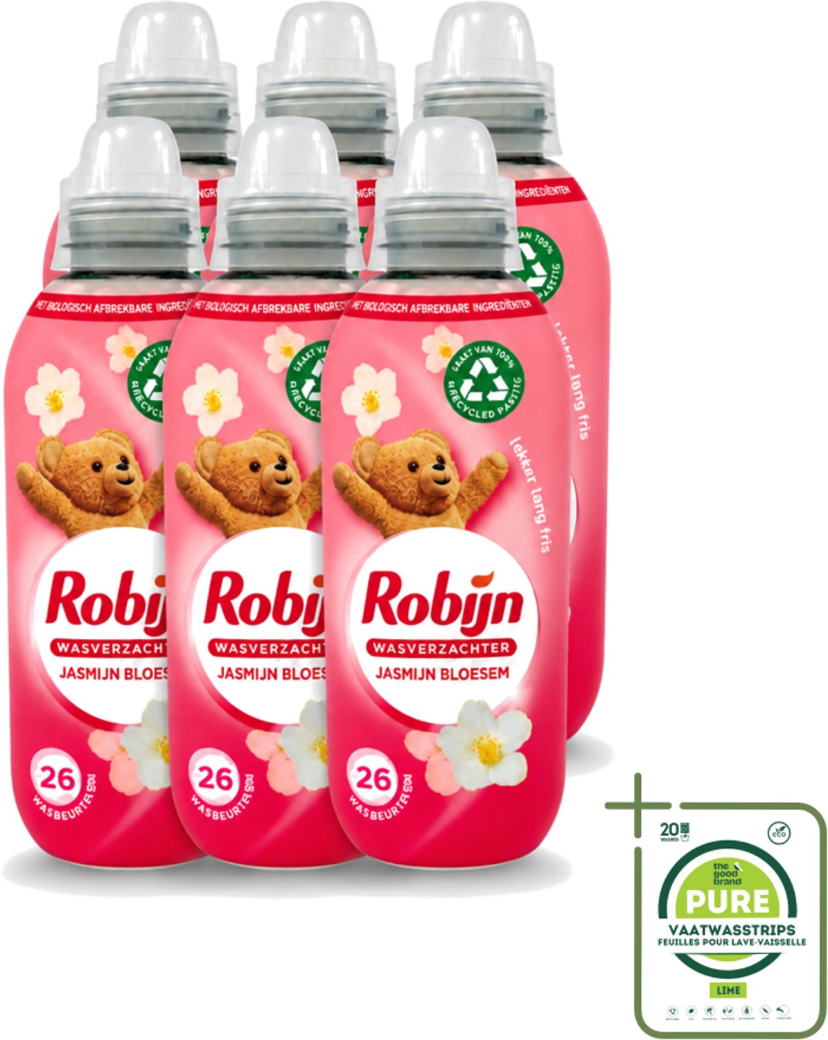 6 x Robijn – Wasverzachter – Jasmijn Bloesem – 650 ml - Grootverpakking - Vaatwasstrips - Wasverzachter Jasmijn Bloesem - Wasverzachter Jasmijn - Wasverzachter Voor Kleding - Wasverzachter Met Geur - Wasverzachter Voor Wasmachine