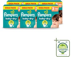 6 x Pampers – Luiers – Baby Dry Maat 3 – 150 Luiers - Grootverpakking - Vaatwasstrips - Baby-dry Luiers - Lekken Voorkomen - Droge Nachten - Comfortabele Luiers - Stop En Bescherm Pocket