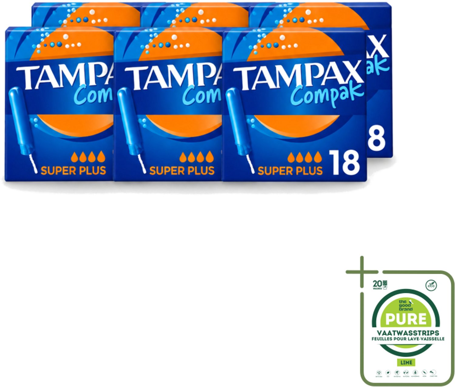 6 x Tampax Compak – Tampons – Super Plus - Grootverpakking - Tampons - Menstruatie - Menstruatiebescherming - Super Plus - Absorptie