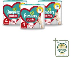 3 x Pampers – Luierbroekjes – Pants Maat 4 – 66 Luiers - Wasstrips - Luier Broekje - Luier Voor Baby - Luier Voor Peuters - Actieve Baby - Droge Luier