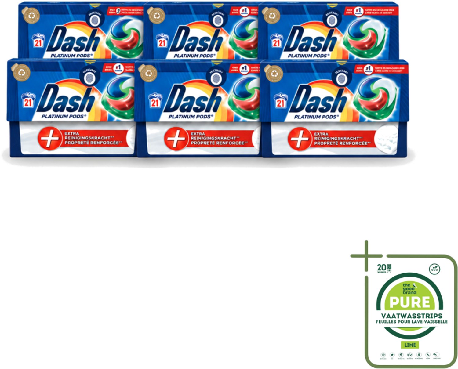 6 x Dash Platinum - Wasmiddel Capsules - Witte en Gekleurde Was - 21 Wasbeurten - Grootverpakking - Vaatwasstrips - Wasmiddel - Wascapsules - Vlekverwijdering - Wasbeurt - Wasmachine