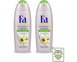 Fa 2 x - Douchecrème Met Lotion - Avocado - 250 ml - Douchecrème - Bodylotion - Avocado Geur - Hydratatie - Huid Verzorging