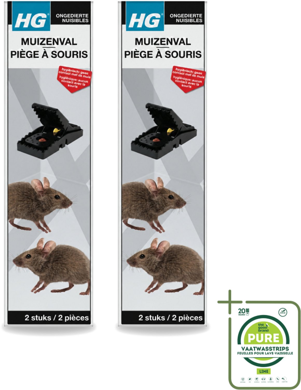 2 x HG X - Muizenval - Zeer Effectief & Hygiënisch - 2 Vallen - Grootverpakking - Vaatwasstrips - Muizenval - Muizenbestrijding - Hygiëne - Herbruikbare Muizenval - Effectieve Muizenval