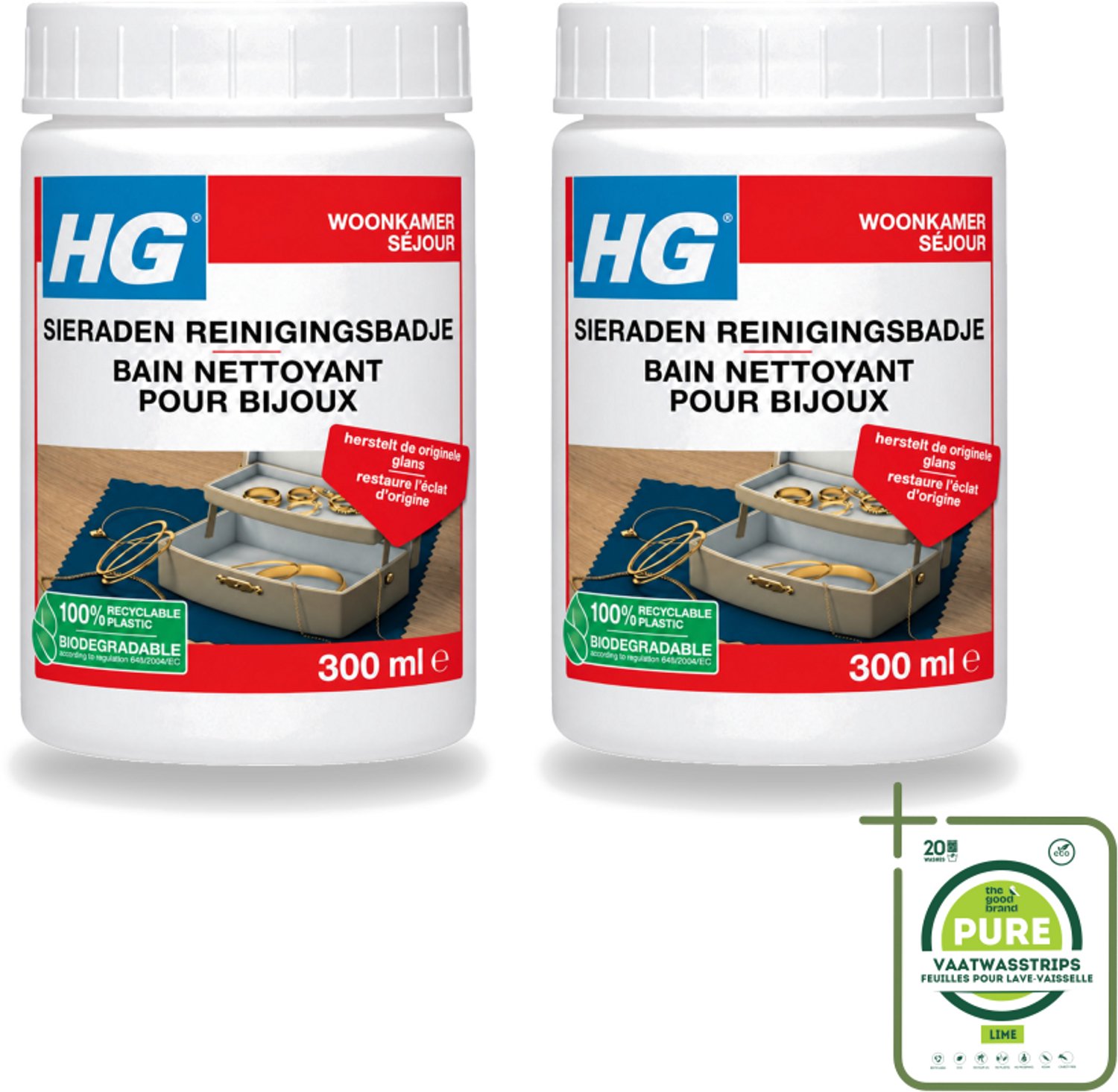 2 x HG - Sieraden Reinigingsbadje - Glansherstellend - 300 ml - Grootverpakking - Sieraden Reinigen - Sieraden Reinigingsbadje - Sieraden Reinigen En Herstellen - Sieraden Verzorgen - Sieraden Glansherstellen