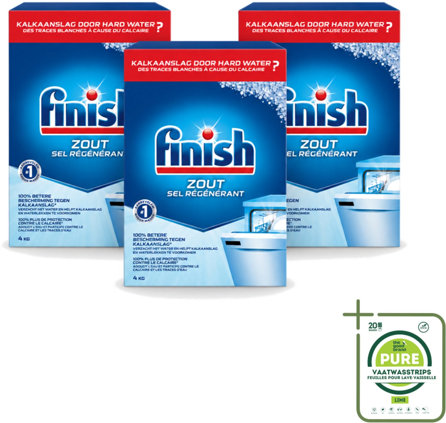 3 x Finish - Vaatwasmachine Zout - Anti-Kalk & Anti-Corrosie - 4 kg - Grootverpakking - Vaatwasstrips - Vaatwasmachine Zout - Kalkvoorkomend - Vaatwasmachine Bescherming - Kalkaanslag Voorkomen - Vaatwasmachine Filter Bescherming