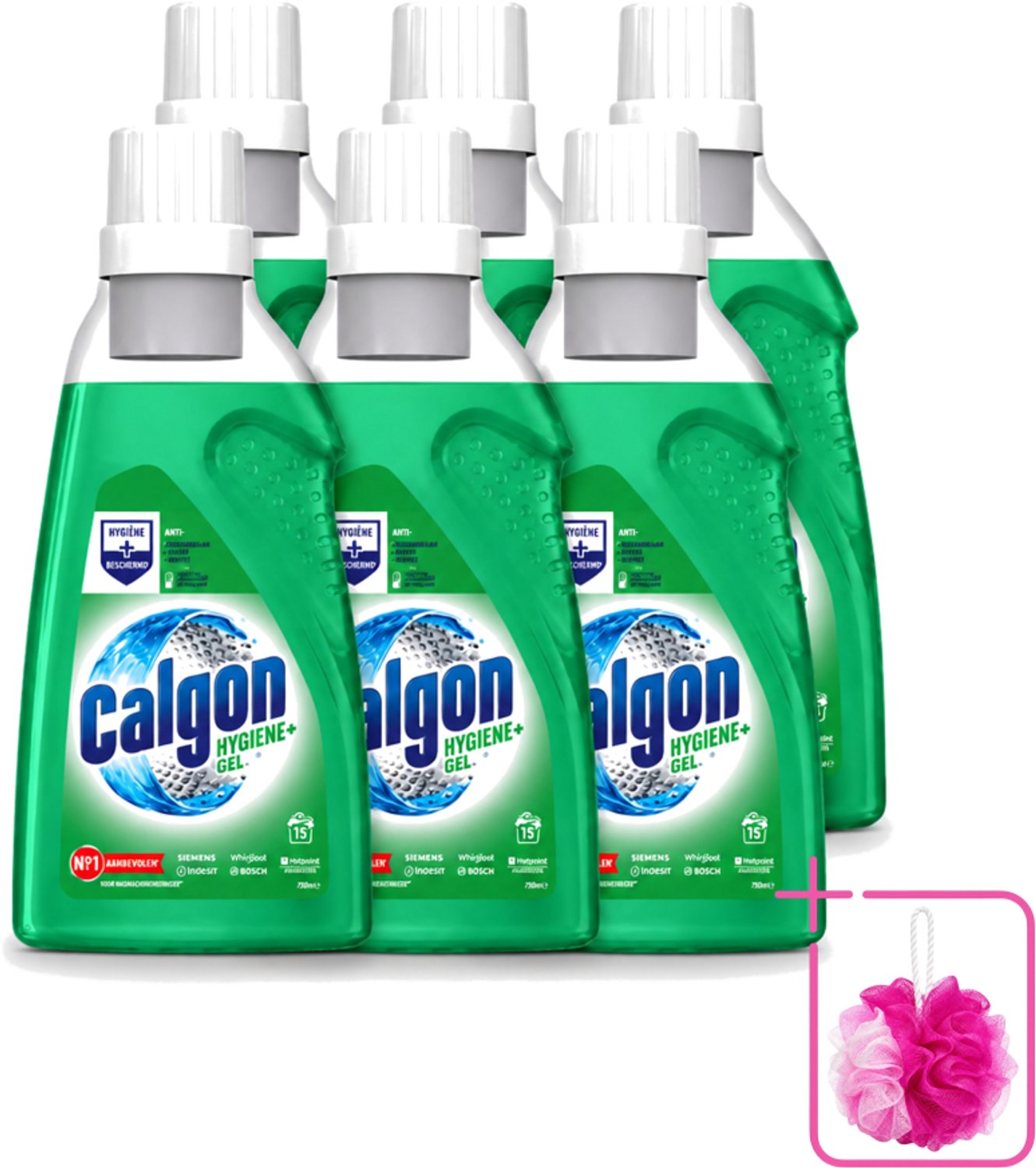 6 x Calgon – Wasmachinereiniger Gel – Hygiene+ – 750 ml - Bulkverpakking - Wasmachinereiniger - Douchemop - Kalkpreventie