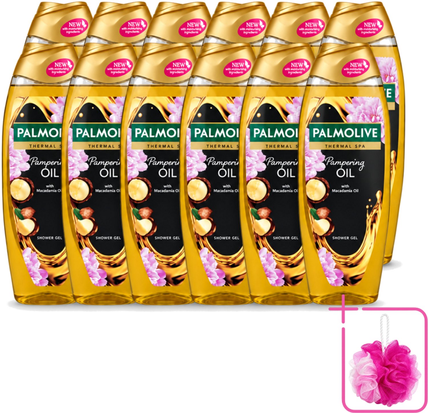 12 x Palmolive – Douchegel – Thermal Pampering Oil – 650 ml - Bulkverpakking - Douchegel - Douchemop - Huidverzorging