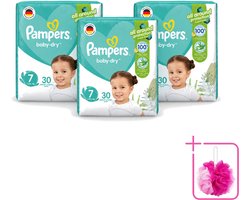 3 x Pampers – Luiers – Active Baby Dry Maat 7 – 30 Luiers - Bulkverpakking - Luiers voor baby - Douchemop - Droge luiers